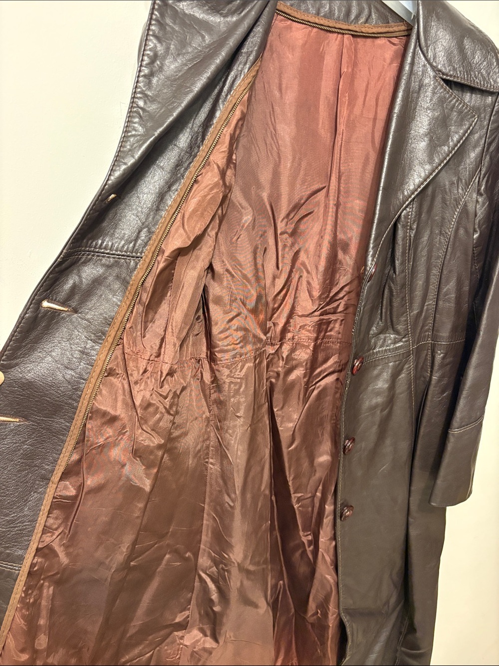 Classic Vintage - Women's Brown Leather Tailored Trench Coat - Belted - Picture 7 of 12